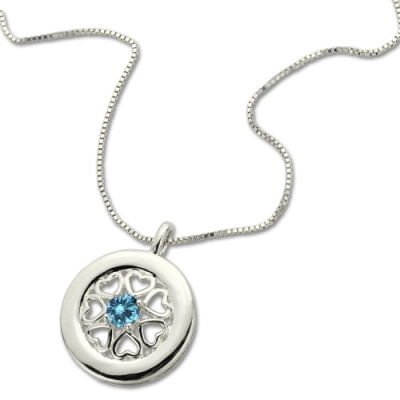 Birthstone Hearts All Around Pendant Necklace Sterling Silver  - All Birthstone™