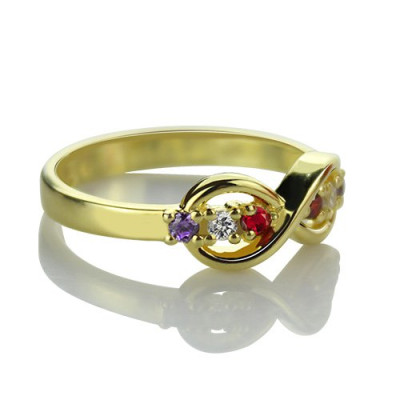 18ct Gold Plated Infinity Promise Rings with Birthstone  - All Birthstone™