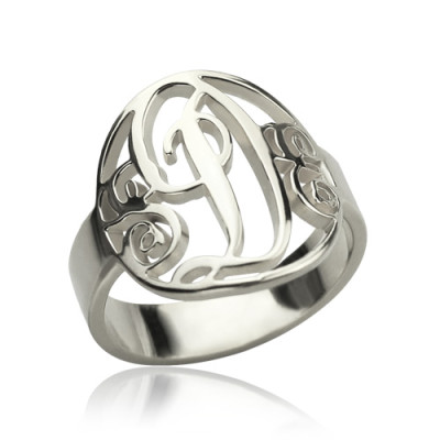 Personalised Rings Monogram Initial Sterling Silver - All Birthstone™