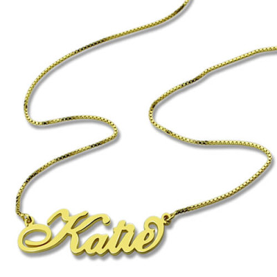 Personalised Necklace Nameplate Carrie in 18ct Gold Plated - All Birthstone™