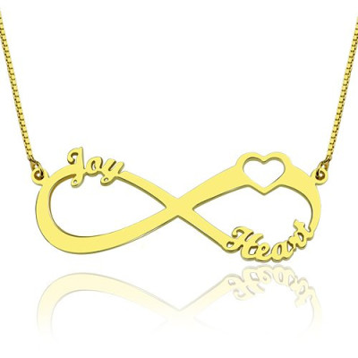 Heart Infinity Necklace 3 Names 18ct Gold Plated - All Birthstone™