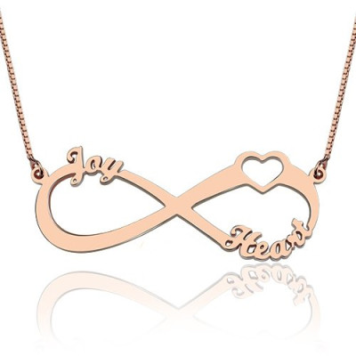 Heart Infinity Necklace 3 Names 18ct Rose Gold Plated - All Birthstone™