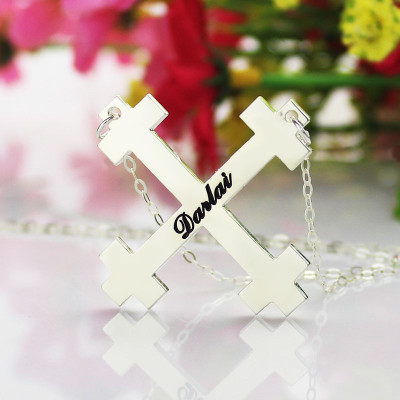 Silver Julian Cross Name Necklaces Troubadour Cross Jewellery - All Birthstone™