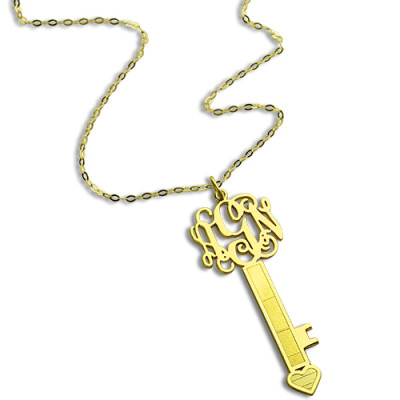 18ct Gold Plated Key Monogram Initial Necklace - All Birthstone™
