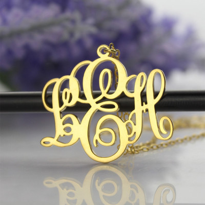 Personalised Vine Font Initial Monogram Necklace 18ct Gold Plated - All Birthstone™