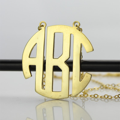 Solid Gold 18ct Initial Block Monogram Pendant Necklace - All Birthstone™