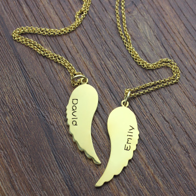 Matching Angel Wings Necklaces Set for Couple 18ct Gold plated - All Birthstone™
