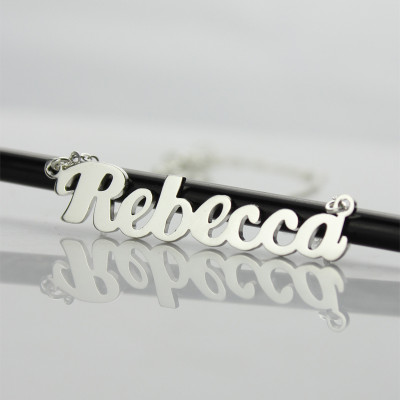 Personalised 18ct White Gold Plated Puff Font Name Necklace - All Birthstone™
