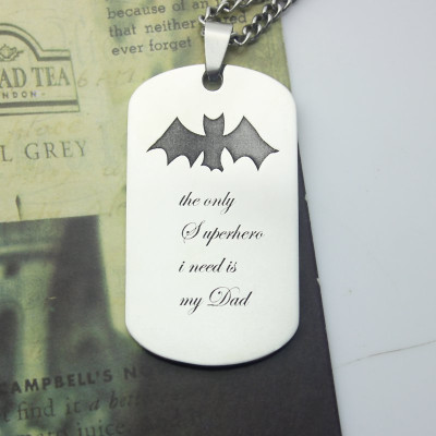Man's Dog Tag Bat Name Necklace - All Birthstone™