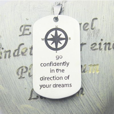 Compass Man's Dog Tag Name Necklace - All Birthstone™