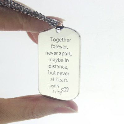 Man's Dog Tag Love Theme Name Necklace - All Birthstone™