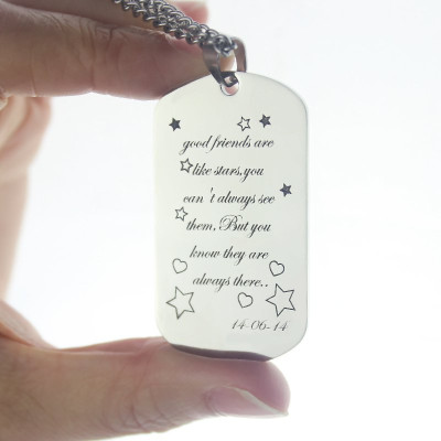 Best Friends Gift Dog Tag Name Necklace - All Birthstone™