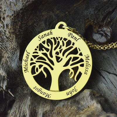 Tree of Life Jewellery Family Name Necklace in 18ct Gold Plated - All Birthstone™