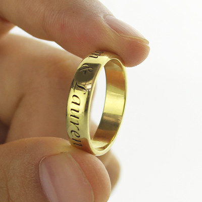 Engraved Promise Name Ring 18ct Gold Plated - All Birthstone™