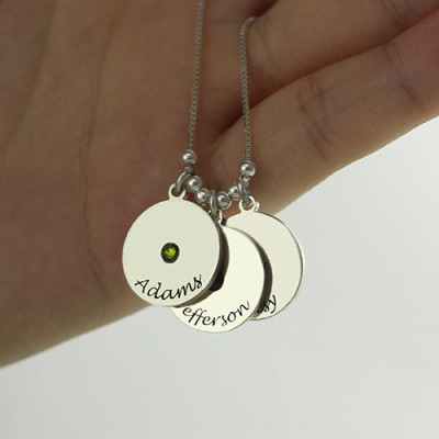 Mother's Disc and Birthstone Charm Necklace  - All Birthstone™