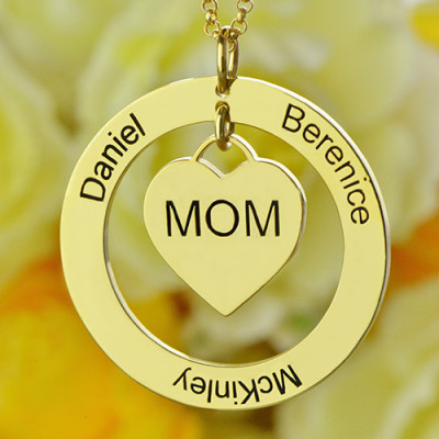 Family Names Necklace For Mom 18ct Gold Plating - All Birthstone™