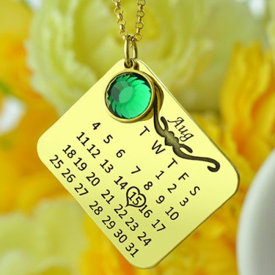 Birth Day Gifts - Birthday Calendar Necklace 18ct Gold Plated - All Birthstone™