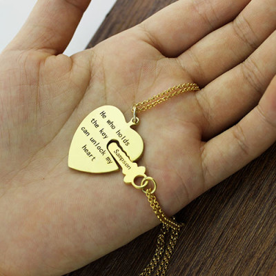 He Who Holds the Key Couple Necklaces Set 18ct Gold Plated - All Birthstone™