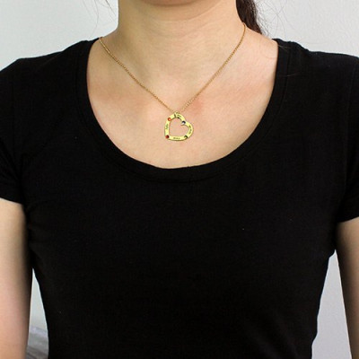 Gold Plated Birthstone Heart Necklace For Mother  - All Birthstone™