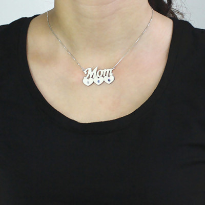 Mother Necklace With Children Birthstone Silver  - All Birthstone™