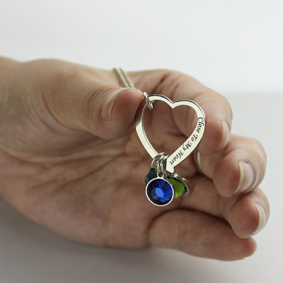 Open Heart Promise Phrase Necklace with Birthstone  - All Birthstone™
