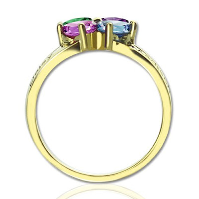 Family Ring for Mom Four Clover Hearts in 18ct Gold Plated - All Birthstone™