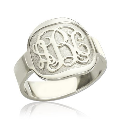 Engraved Designs Monogram Ring Sterling Silver - All Birthstone™