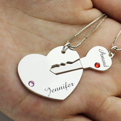 Key to My Heart Name Pendant Set For Couple - All Birthstone™