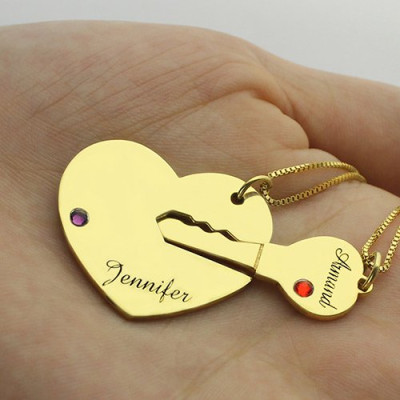 Key to My Heart Couple Name Pendant Necklaces Gold - All Birthstone™