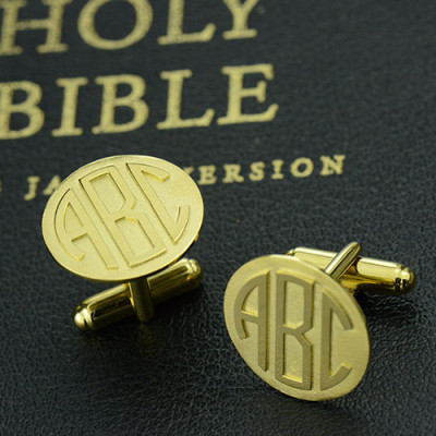 Cool Mens Cufflinks with Monogram Initial 18ct Gold Plated - All Birthstone™