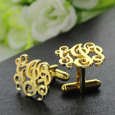 Monogrammed Cuff links Cut Out Initials 18ct Gold Plated - All Birthstone™