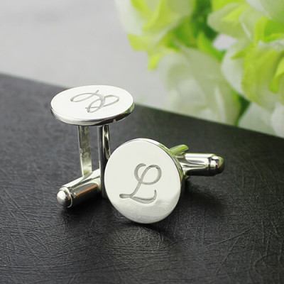 Cool Initial Cuff links Sterling Silver - All Birthstone™