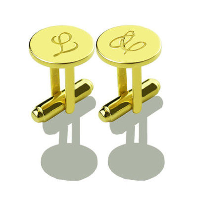 Custom Script Initial Cufflinks for Men 18ct Gold Plated - All Birthstone™