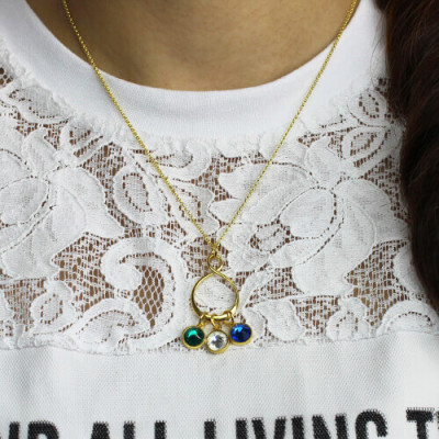 Personalised Family Infinity Necklace with Birthstones 18ct Gold Plate  - All Birthstone™