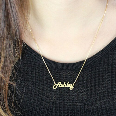 Retro Stylish Name Necklace 18ct Gold Plated - All Birthstone™