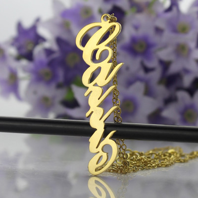 Solid Gold 18ct Personalised Vertical Carrie Style Name Necklace - All Birthstone™