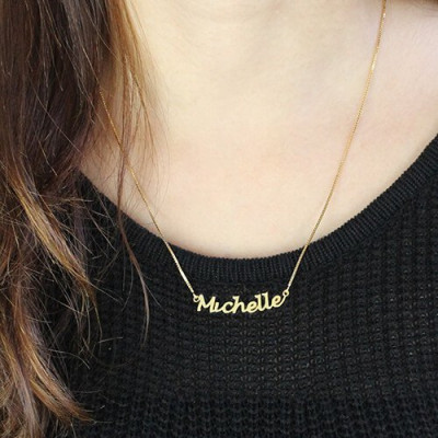 HandWriting Name Necklace 18ct Gold Plate - All Birthstone™