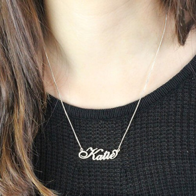 Personalised Nameplate Necklace Carrie Stering Silver - All Birthstone™