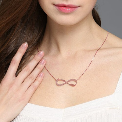 18ct Rose Gold Plated Double Name Infinity Necklace - All Birthstone™