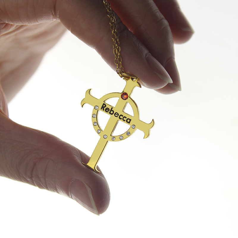 18ct Yellow Gold Horizontal cross Necklace