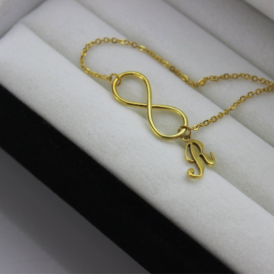 Infinity Knot Initial Necklace 18ct Gold plating - All Birthstone™