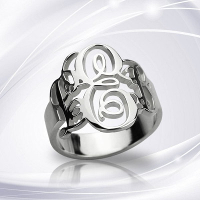 Personalised Fancy Monogram Ring Sterling Silver - All Birthstone™