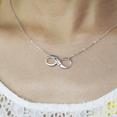 Engraved Name Infinity Necklace Sterling Silver - All Birthstone™