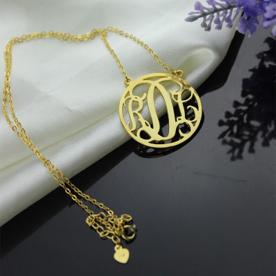 Circle 18ct Solid Gold Initial Monogram Name Necklace - All Birthstone™