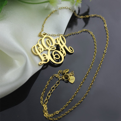 Personalised Vine Font Initial Monogram Necklace 18ct Gold Plated - All Birthstone™