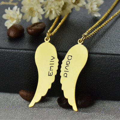 Matching Angel Wings Necklaces Set for Couple 18ct Gold plated - All Birthstone™