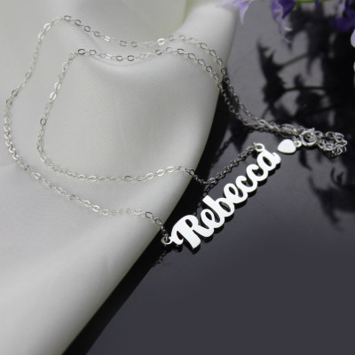 Personalised 18ct White Gold Plated Puff Font Name Necklace - All Birthstone™