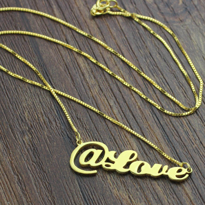 Twitter At Symbol Name Necklace 18ct Gold Plated - All Birthstone™