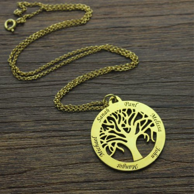 Tree of Life Jewellery Family Name Necklace in 18ct Gold Plated - All Birthstone™