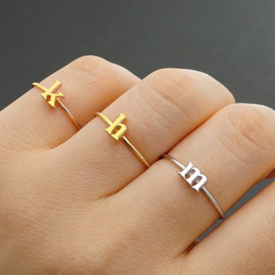 Custom Midi Initial Letter Ring 18ct Gold Plated - All Birthstone™